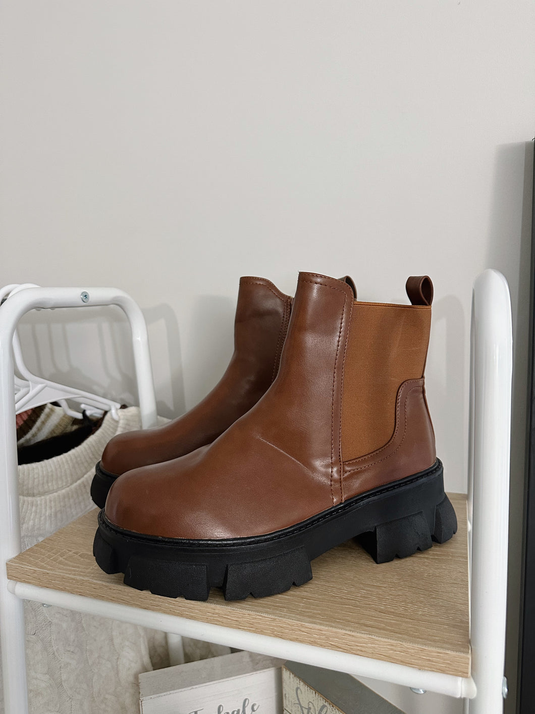 Brown Platform Ankle Boots (10)