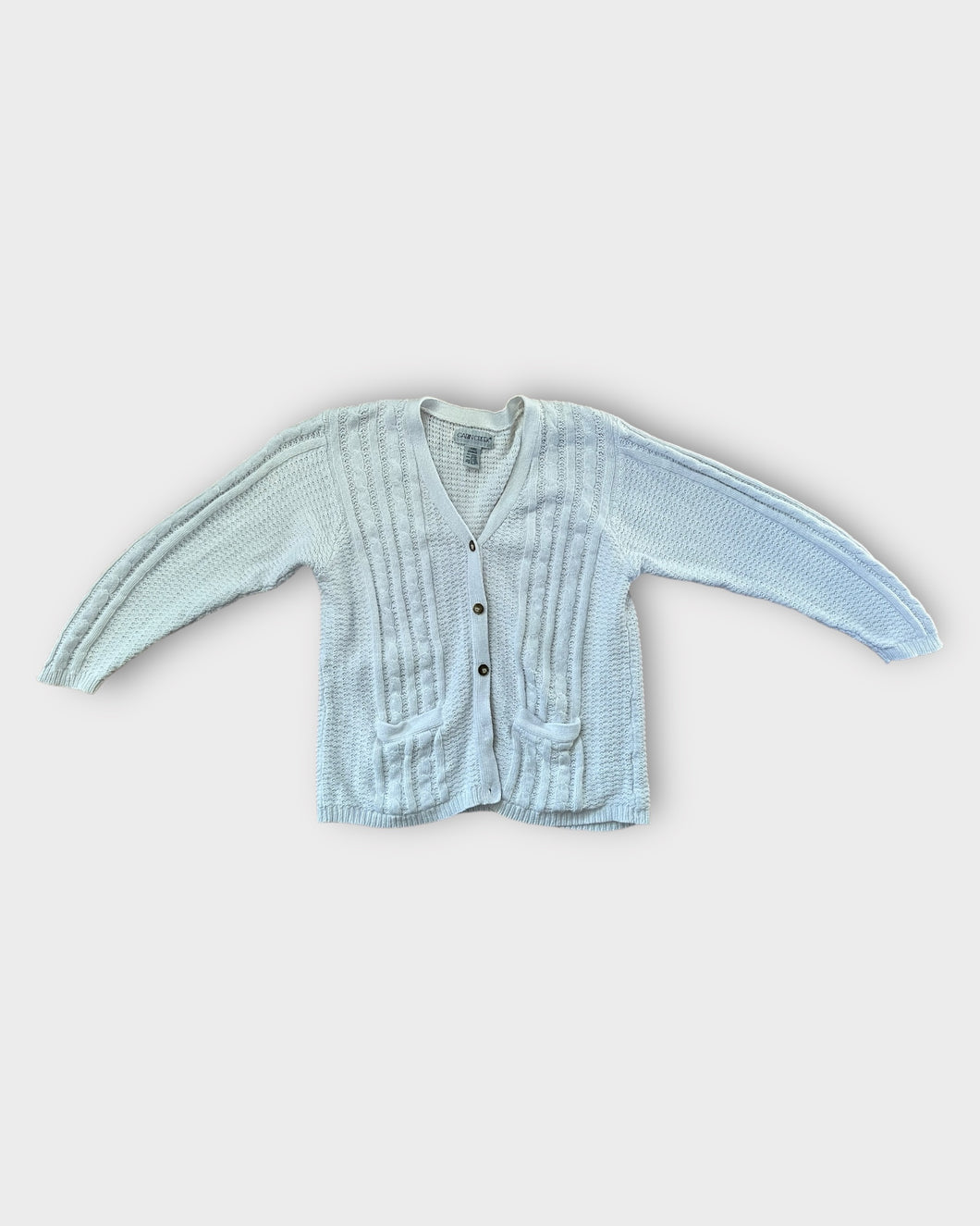 Cabin Creek White Cable Knit Cardigan (L)