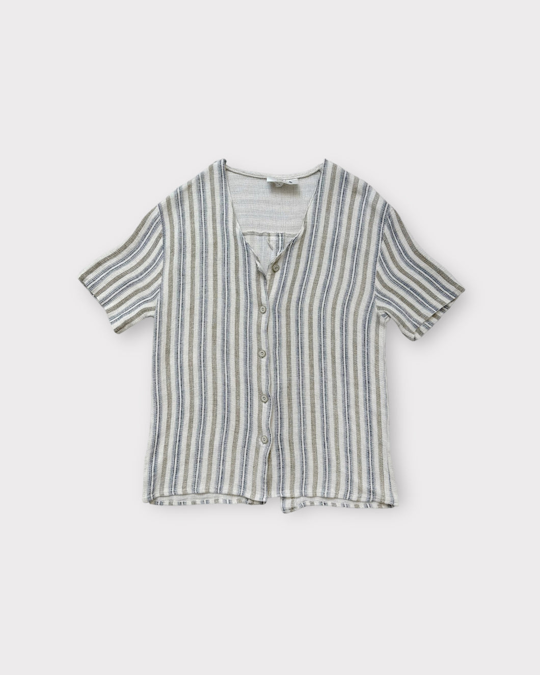 Lida Linen Striped Button Down Shirt (M)