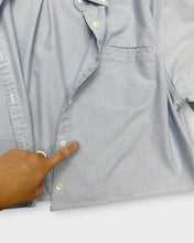 Load image into Gallery viewer, Cabin Creek Cropped Blue Button Up Shirt (L)
