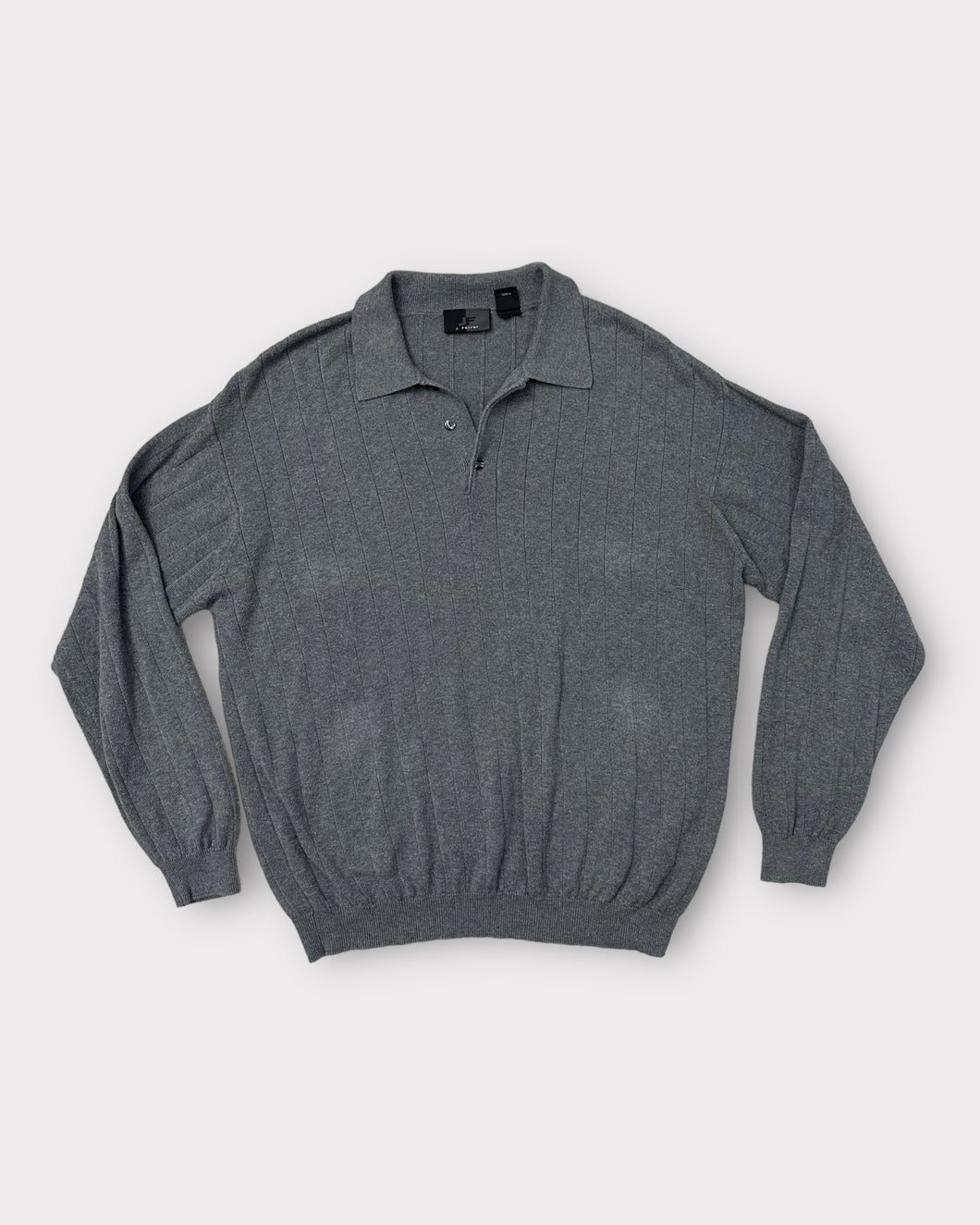 J. Ferrar Vintage Charcoal Grey Collar Knit Pullover (L)