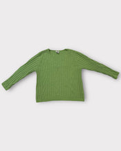 Load image into Gallery viewer, Classic Elements Lime Green Cable Knit V Neck Sweater (M)
