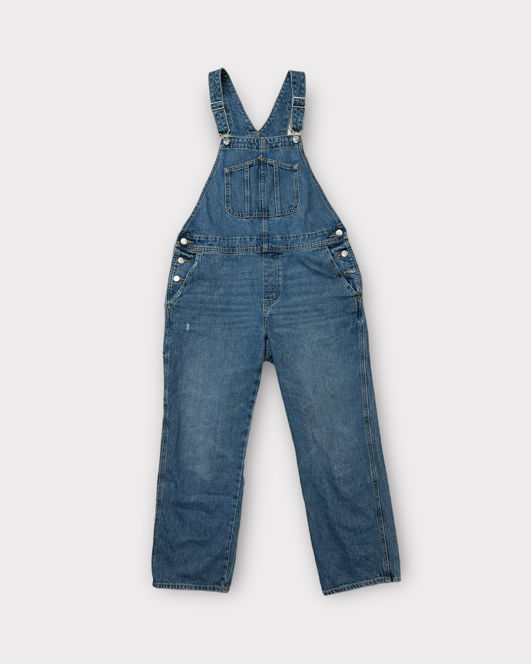 Old Navy Slouchy Straight Ankle Length Medium Wash Overalls (10)