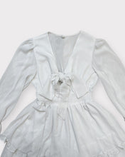 Load image into Gallery viewer, Exlura White Ruffled Balloon Sleeve Mini Dress (M)
