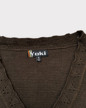Load image into Gallery viewer, Yoki Brown Y2K Crop Sweater with Flower (XL)
