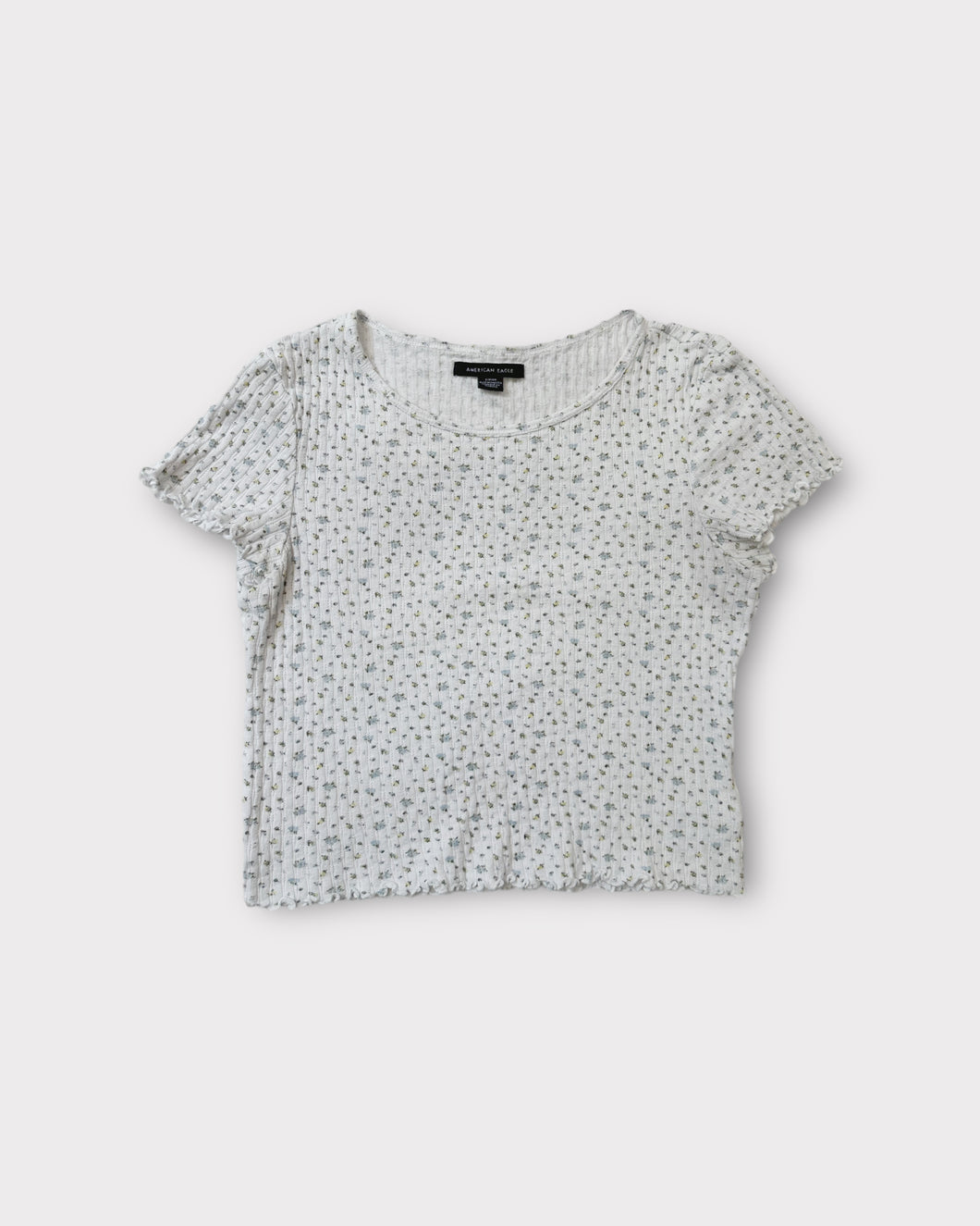 American Eagle Waffle Print Floral Baby Tee (S)