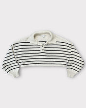 Load image into Gallery viewer, HYFVE Creme and Navy Cropped Collar Sweater (L)
