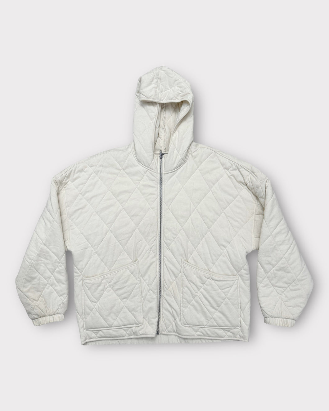Wild Fable Cream Quilted Puff Jacket with Hoodie (XXL)