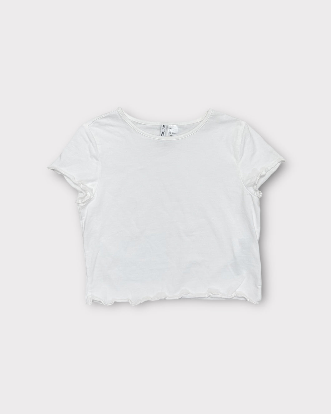 Divided White Crop Top with Lettuce Trim (S)