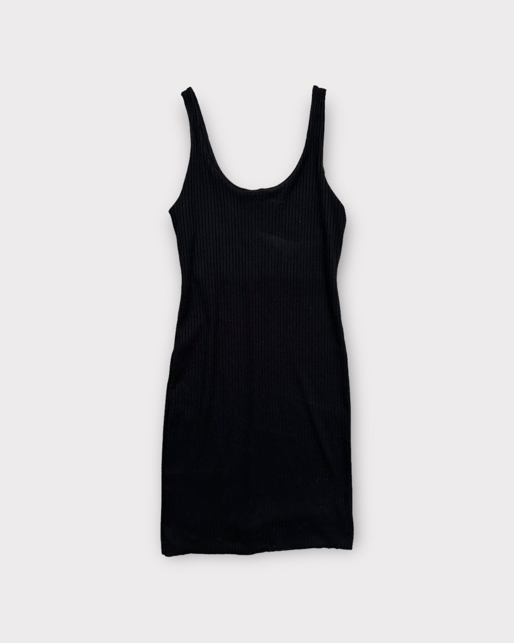 Black Ribbed Mini Dress (S)