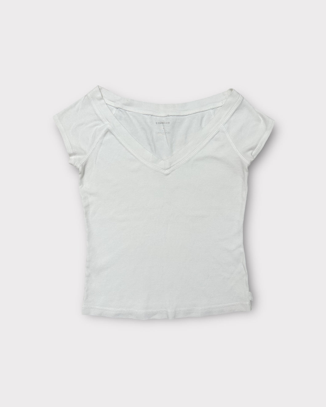 Express White V-Neck T-Shirt (M)