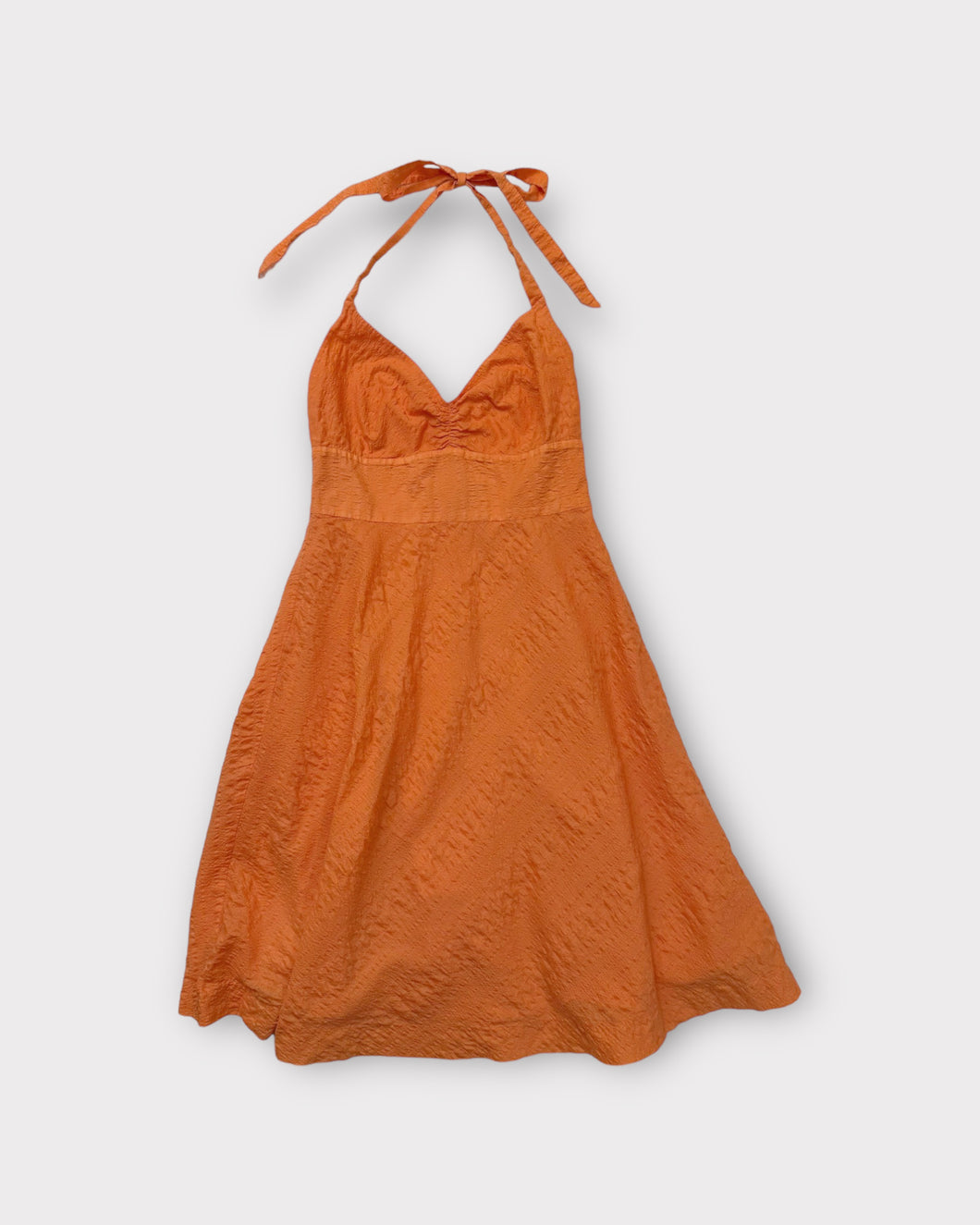 J Crew Orange Textured Halter Dress (6)