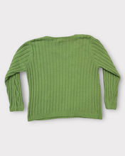 Load image into Gallery viewer, Classic Elements Lime Green Cable Knit V Neck Sweater (M)

