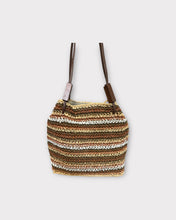 Load image into Gallery viewer, Brown Striped Paperstraw Mini Beach Tote

