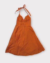Load image into Gallery viewer, J Crew Orange Textured Halter Dress (6)
