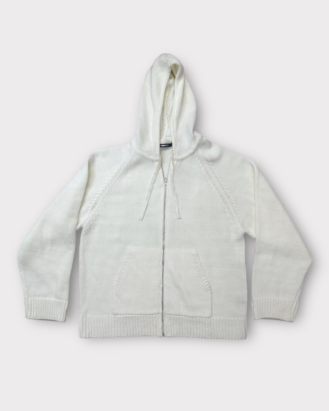 Nova Men White Knit Zip Up Jacket (XXL)