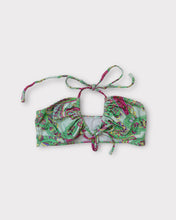 Load image into Gallery viewer, Cinched Paisley Boho Bandeau Strapless Bikini Top (M)
