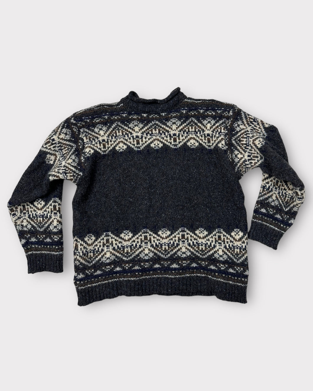Blarney Vintage Fair Isle Mock Neck Sweater (XL)