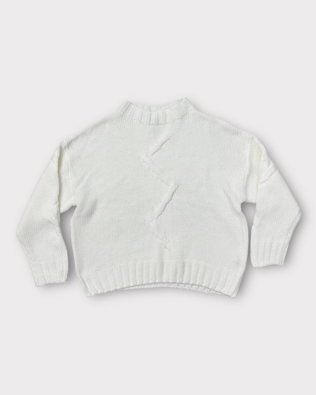 Moon & Madison White Wide Knit Cable Sweater (L)
