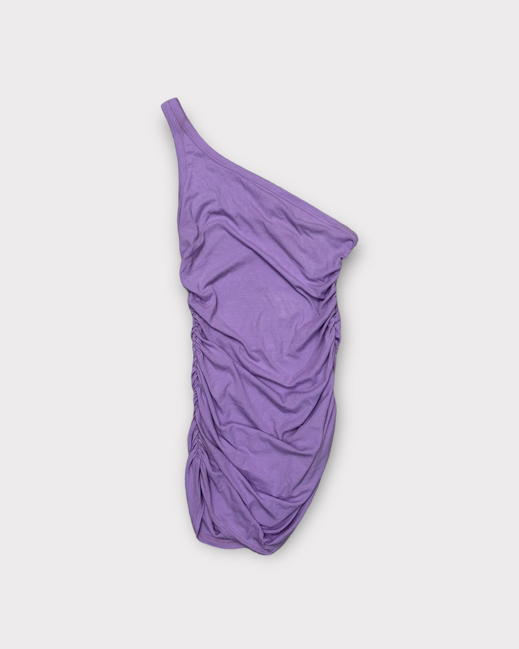 C+D+M Purple Ribbed One Shoulder Cinched Mini Dress (L)