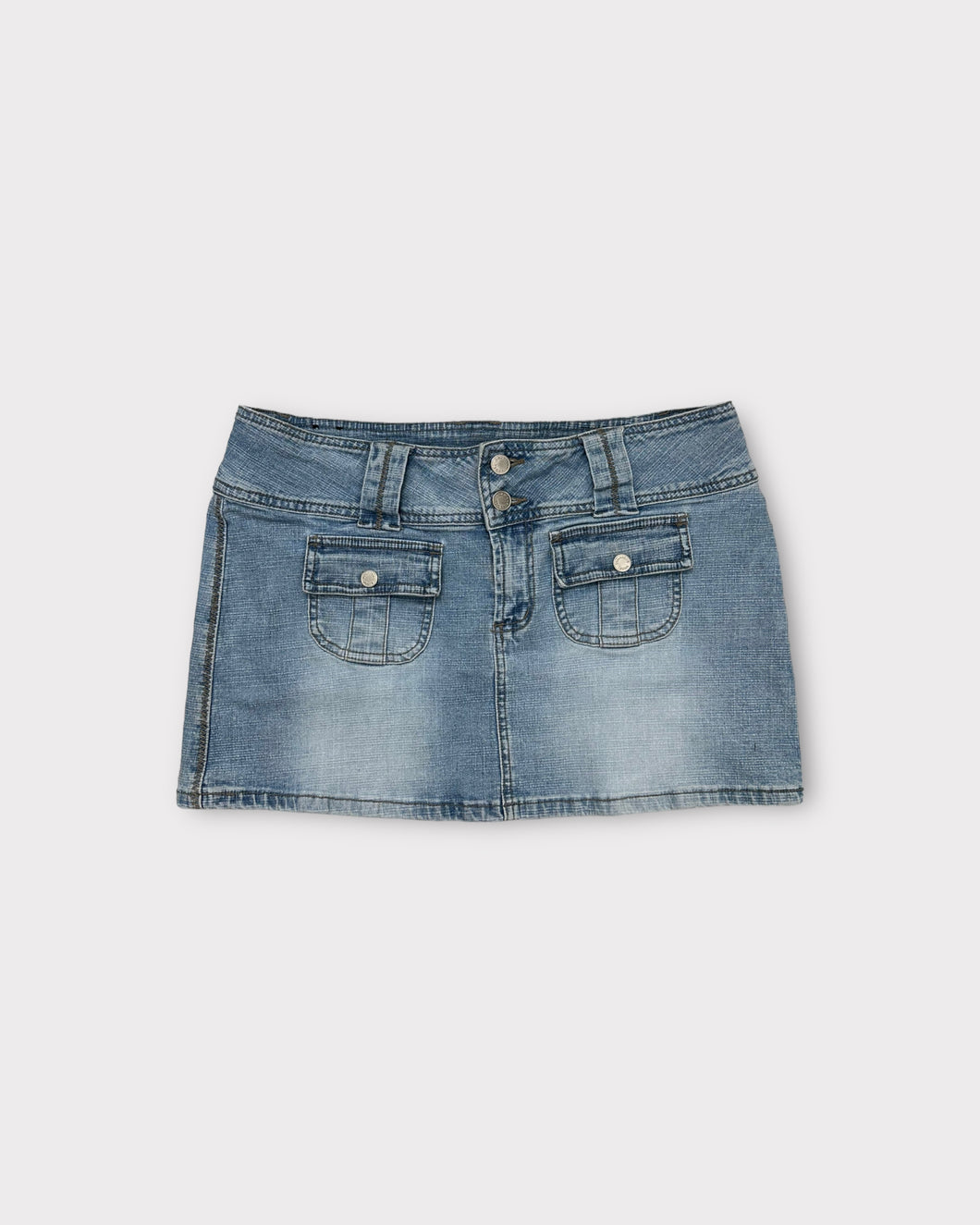 Younique Jeans Light Wash Low Rise Y2K Mini Skirt (11)