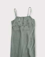 Load image into Gallery viewer, Misguided Sage Green Ruched Silk Midi Dress (4)

