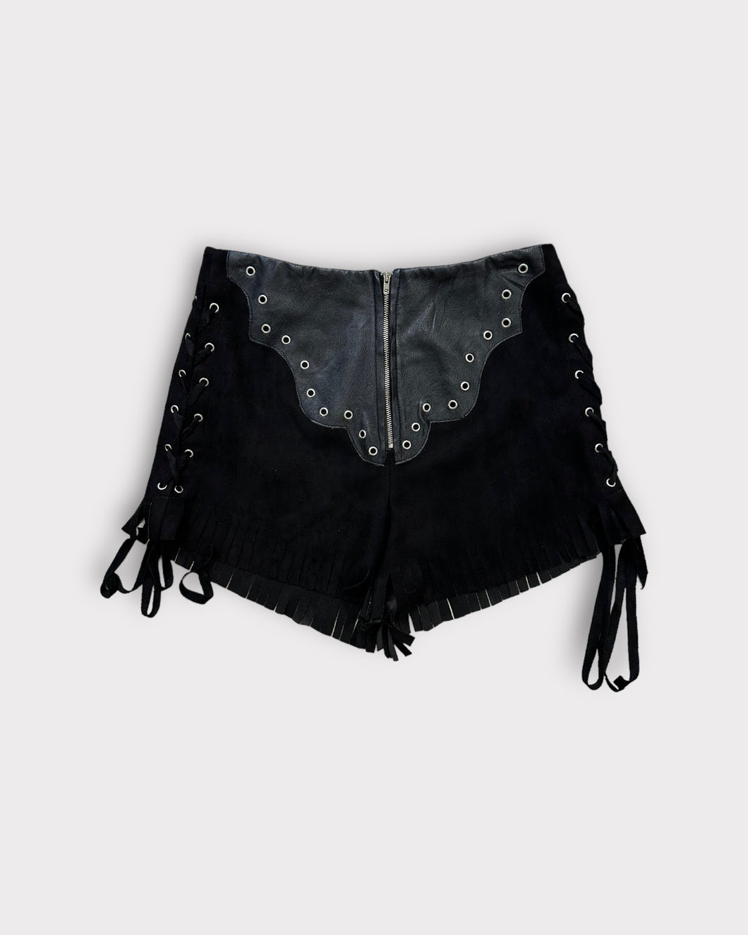 Nasty Gal Suede + Faux Leather Tassel Cowgirl Shorts (4)