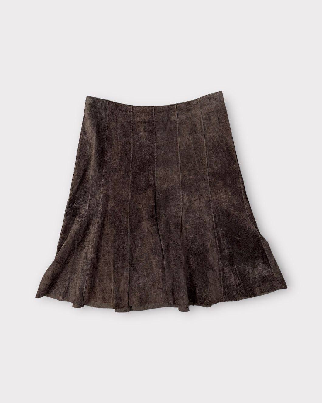 June Chocolate Brown Leather Midi Skirt (4)