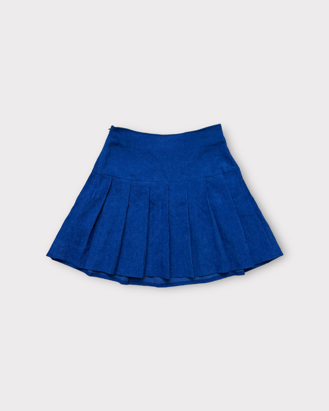 Cider Blue High Waisted Pleated Mini Skirt (S)