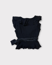 Load image into Gallery viewer, Bebe Black Ruffled Wrap Top (M)
