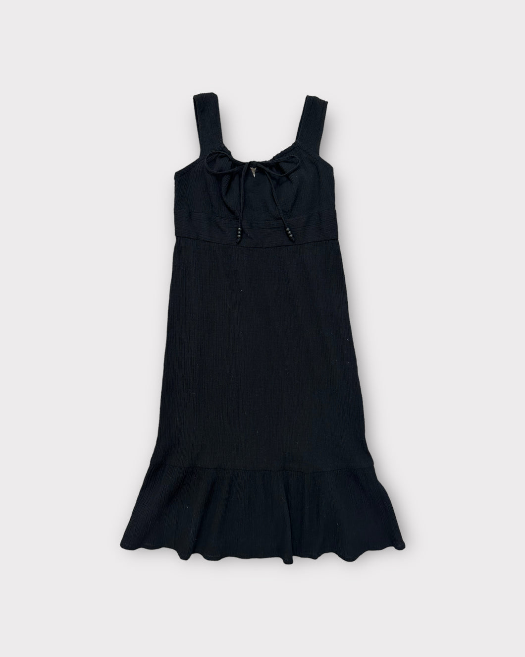 Ann Taylor Loft Black Babydoll Sun Dress with Beaded Tassels (XS)