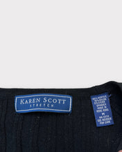 Load image into Gallery viewer, Karen Scott Black Rib Knit Button Up Sweater Vest (M)
