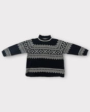 Load image into Gallery viewer, Eddie Bauer Black Knit Fair Isle Mockneck Sweater (M)
