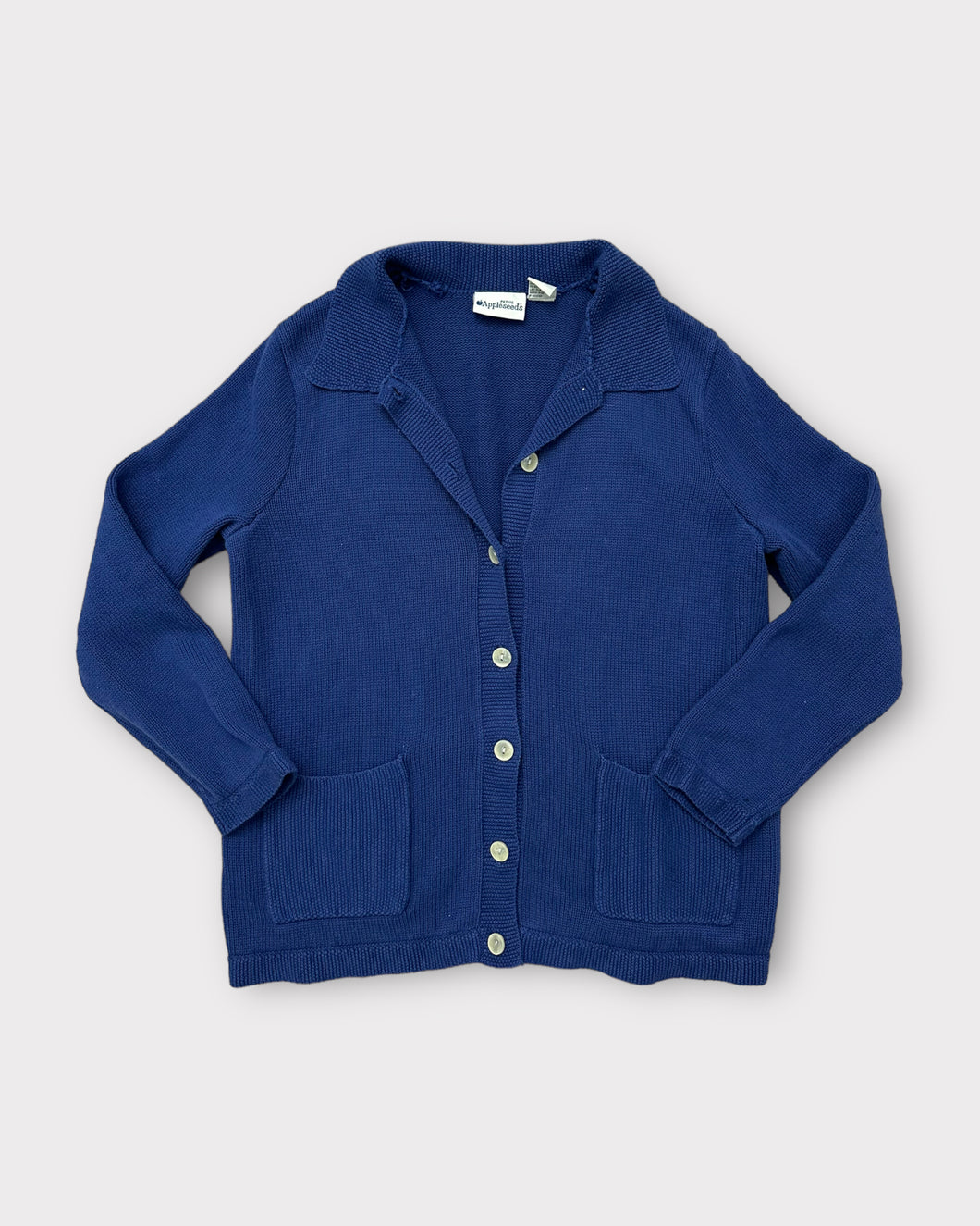 Appleseed Blue Cotton Collar Cardigan (M)