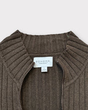 Load image into Gallery viewer, Sonoma Dark Taupe Rib Zip-Up Cardigan (L)
