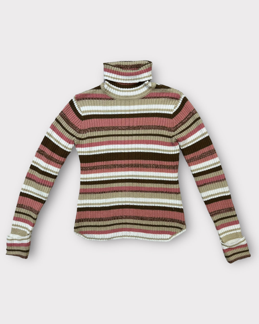 Derek Heart Y2K Knit Stripe Turtleneck Sweater (M)