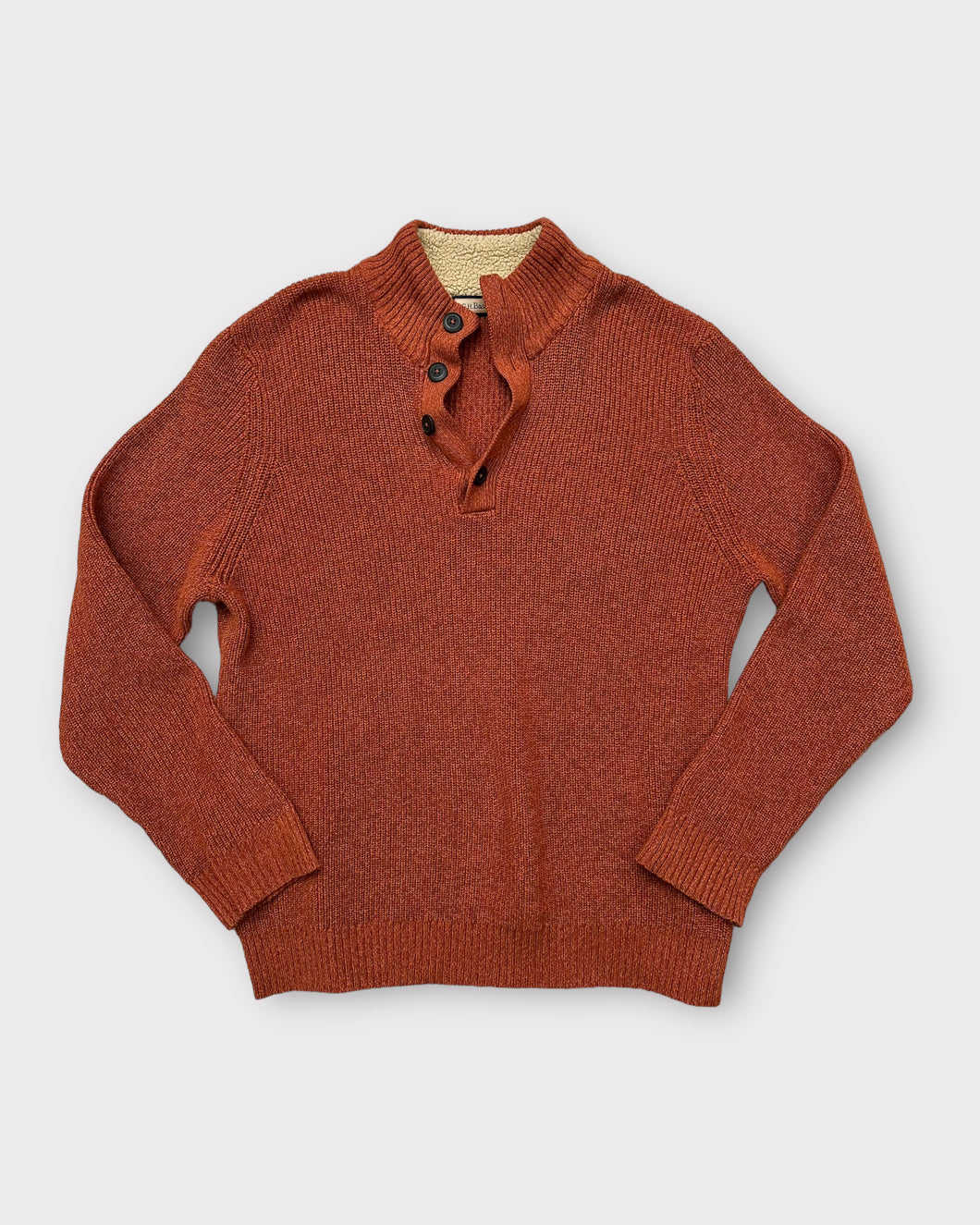 GH Bass & Co Orange Knit Pullover with Sherpa Lined Collar (XL)