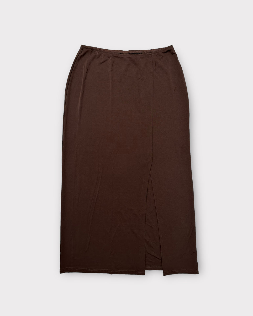 NY&Co Chocolate Brown Maxi Skirt with Slit (L)
