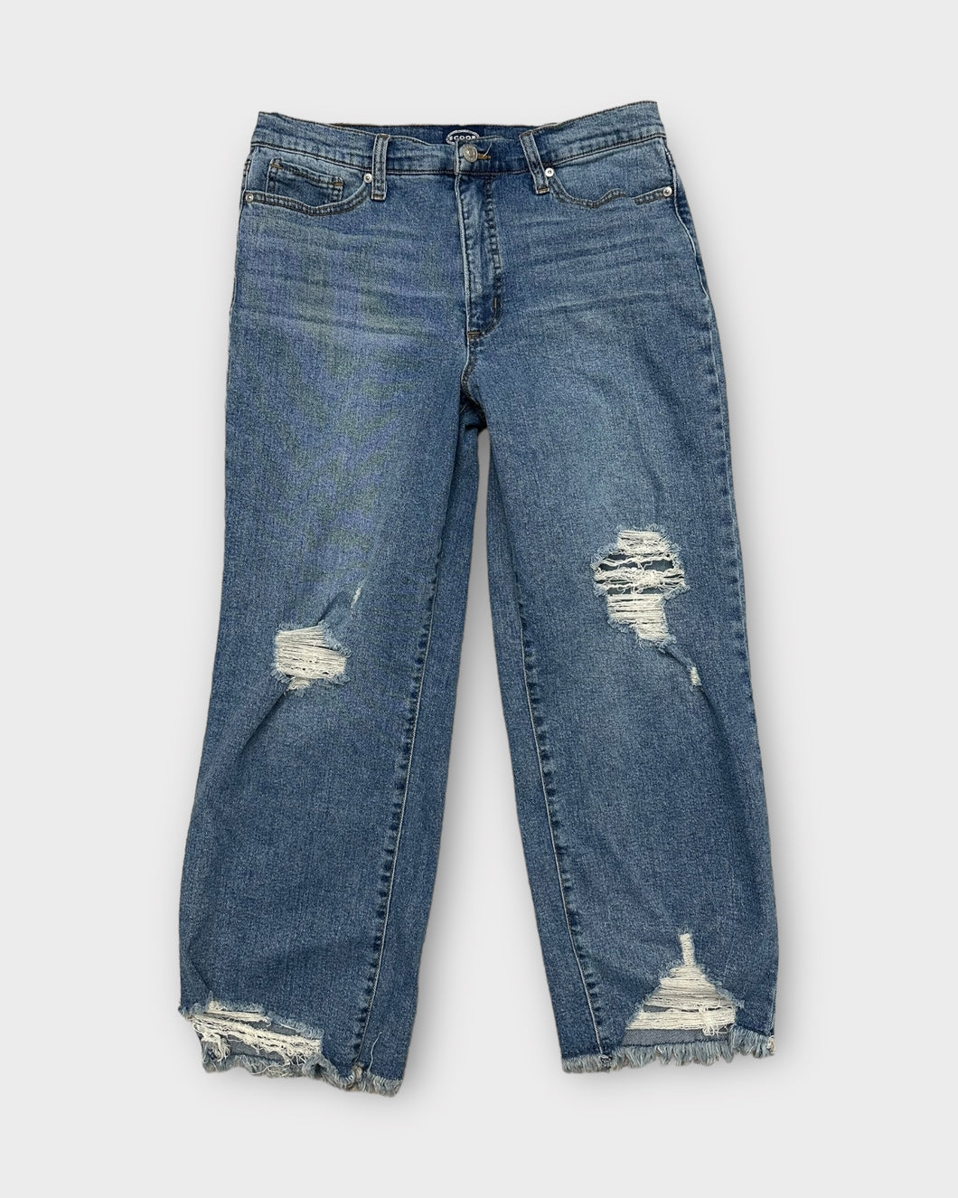 Scoop Slim Ankle Medium-Dark Wash Distressed Jeans (10)