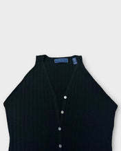 Load image into Gallery viewer, Karen Scott Black Rib Knit Button Up Sweater Vest (M)

