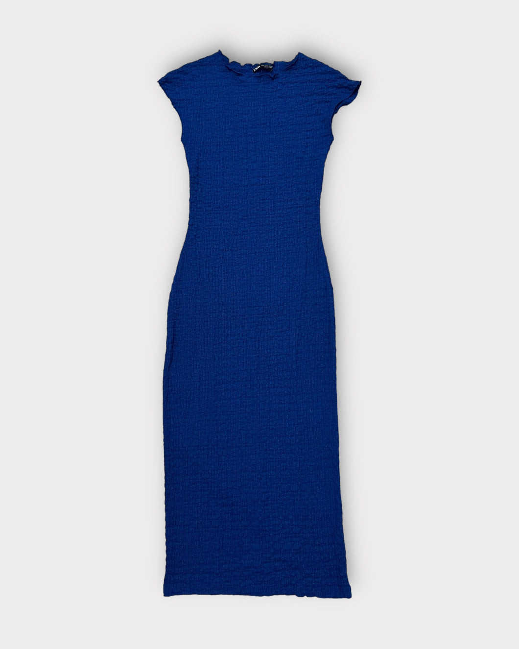 Zara Ocean Textured Royal Blue Midi Dress (S)