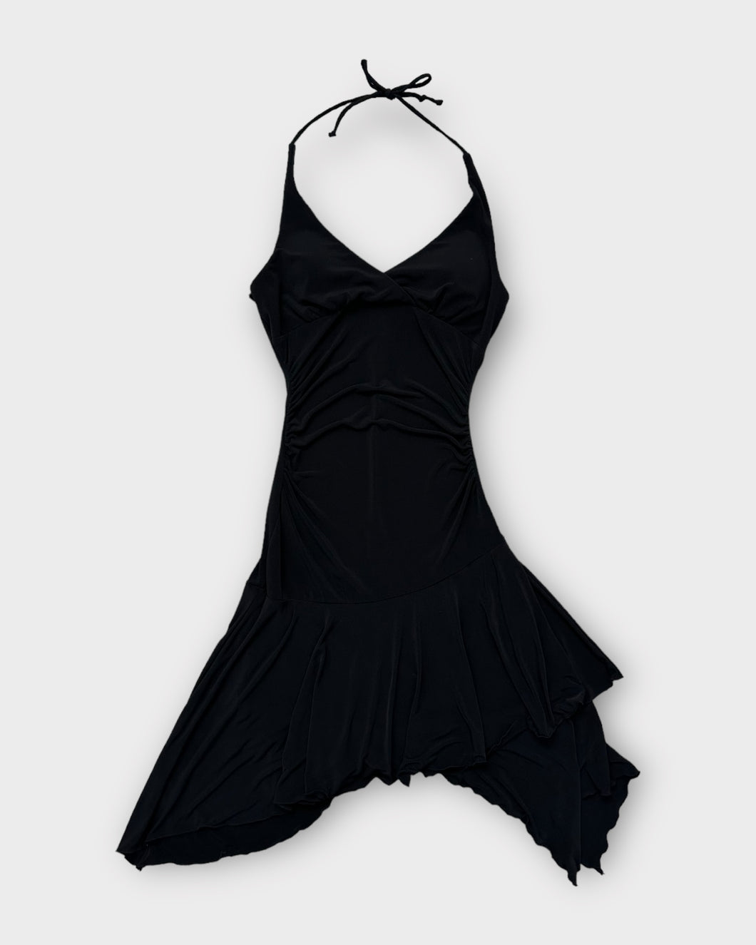 City Triangles Early 2000's Black Asymmetrical Halter Dress (L)