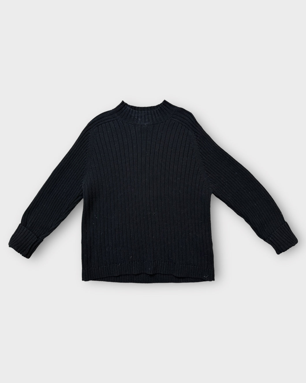 Eddie Bauer Black Rib Mock Neck Sweater (XL)