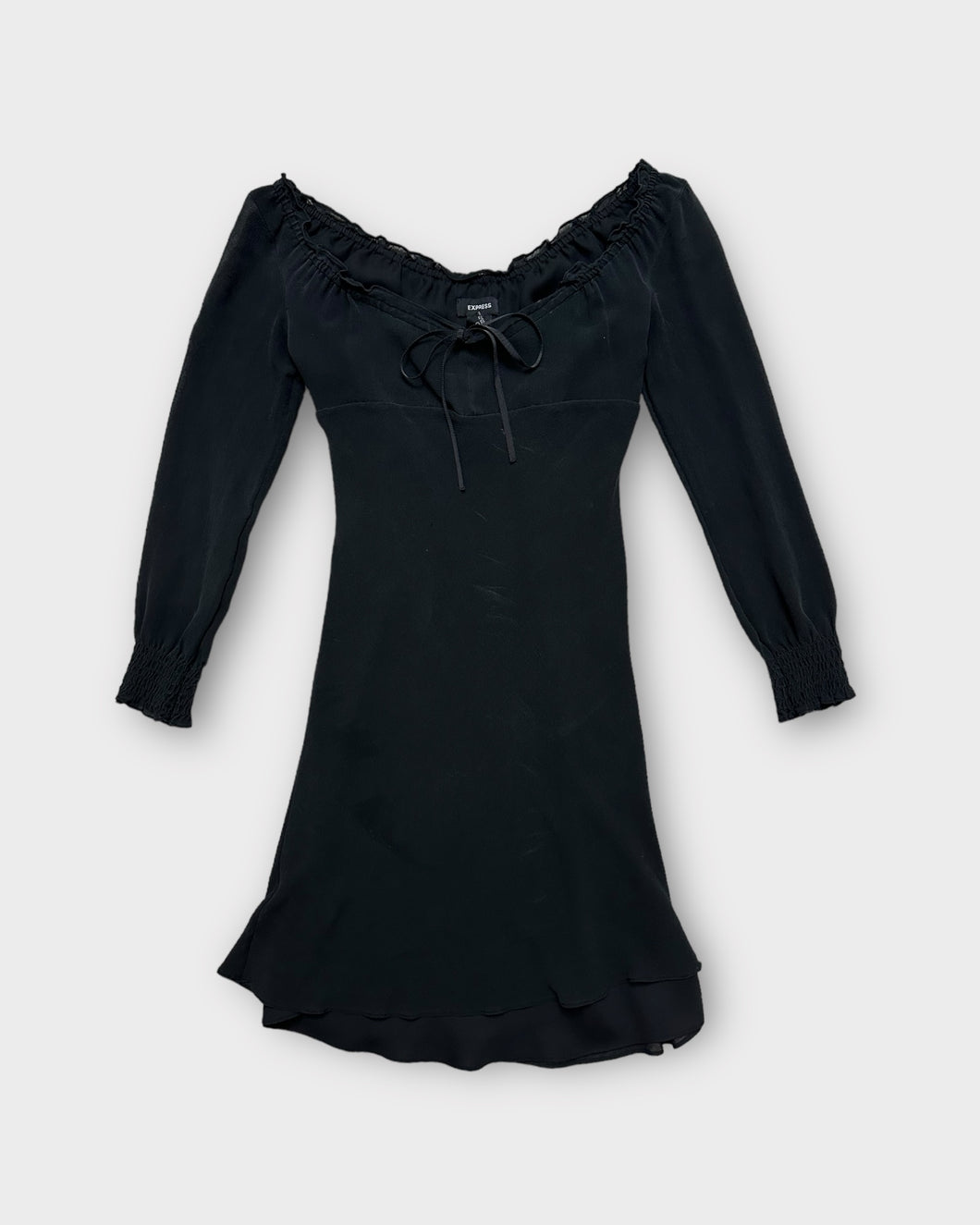 Express Black Silk Babydoll Mini Dress (S)