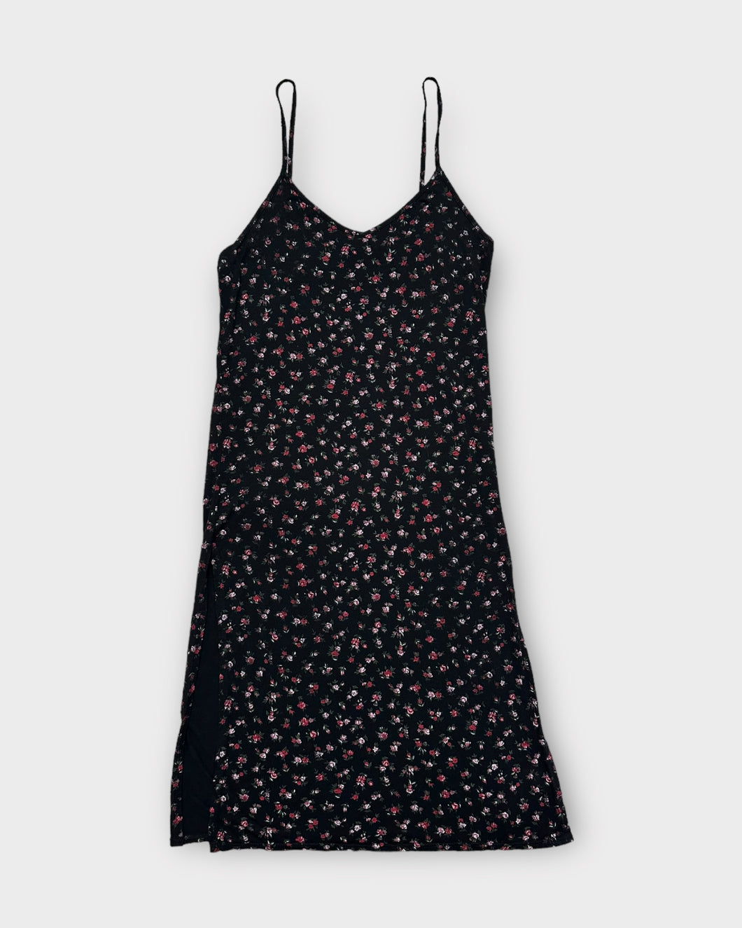 Prettylittlething Black Floral Midi Dress (10)