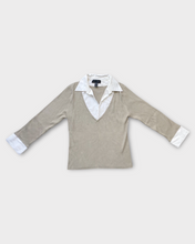 Load image into Gallery viewer, Cable &amp; Gauge Layered Sweater Button Up Top
