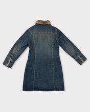 Load image into Gallery viewer, Charles Klein Denim Faux Fur Trench Coat (XL)
