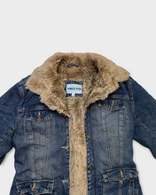Load image into Gallery viewer, Charles Klein Denim Faux Fur Trench Coat (XL)
