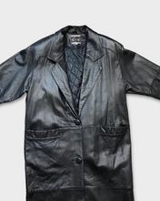 Load image into Gallery viewer, Global Identity Black Oversized Leather Trench Coat (M)
