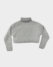 Load image into Gallery viewer, Grey Rib Knit Cropped Turtleneck (XS)

